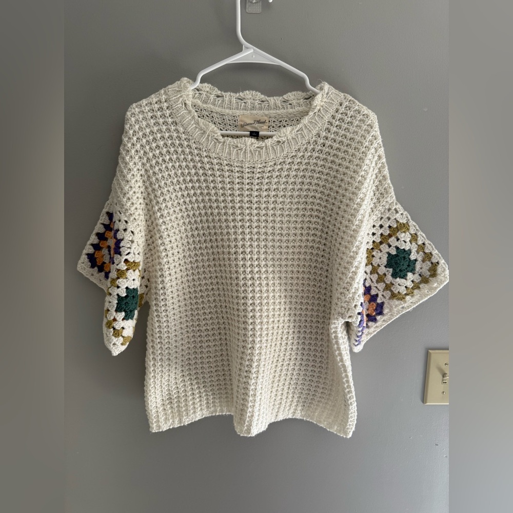 Universal Thread Knit Granny Square Pullover Swea… - image 1